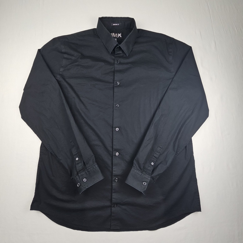 Express 1MX Modern Fit Size XXL Men's Dress Shirt Adult Black Button Up